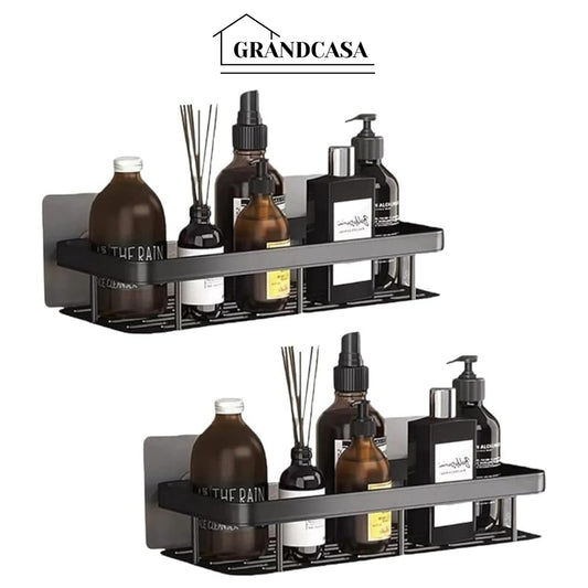 Kit 2 Nichos Prateleiras Suporte Porta Shampoo Box Banheiro Sem Furar Parede (Preto)