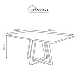 Mesa de Jantar 120x90 Tampo Mdf/vidro para 4 Lugares Pés Madeira Maciça Pérola - Preto/preto