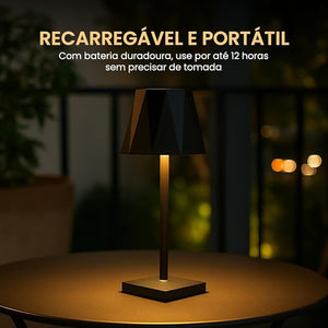 Abajur Luminária Led Mesa Touch Recarregável Sem Fio 3 Níveis de Luz Portátil