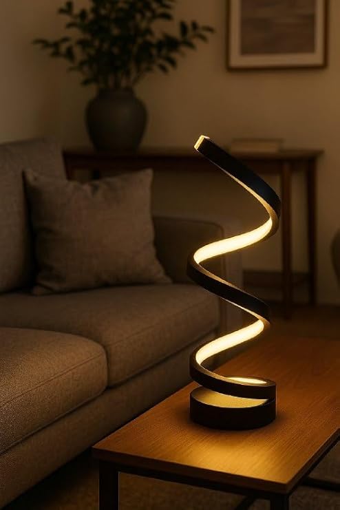 Abajur Espiral Luminária De Mesa Moderno LED Design Contemporâneo Luz Frio/Quente Bivolt