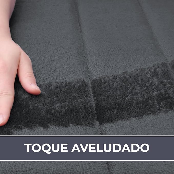 Decolab Tapete Extra Absorvente Banheiro Super Soft | Kit Tapete Banheiro Box ou Banheira Completo | Jogo Tapetes Para Banheiro Multiuso (Cinza-escuro, 3 Peças)