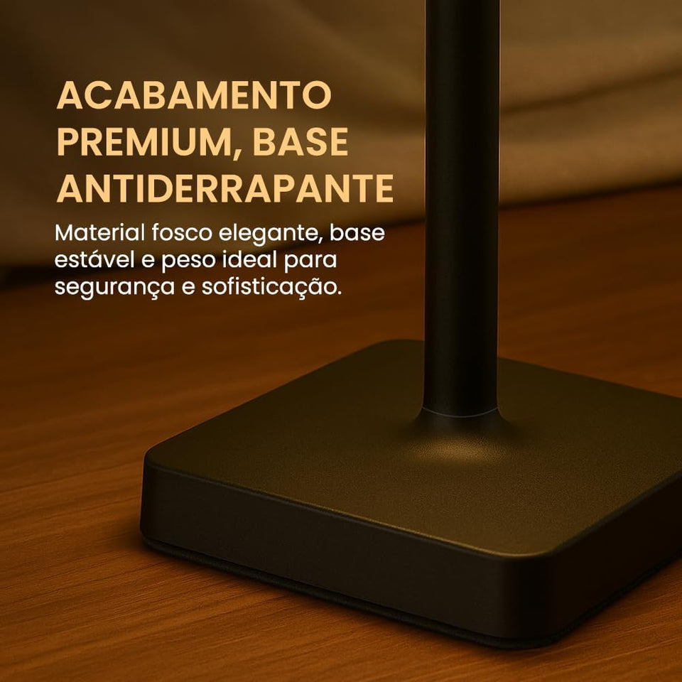 Abajur Luminária Led Mesa Touch Recarregável Sem Fio 3 Níveis de Luz Portátil