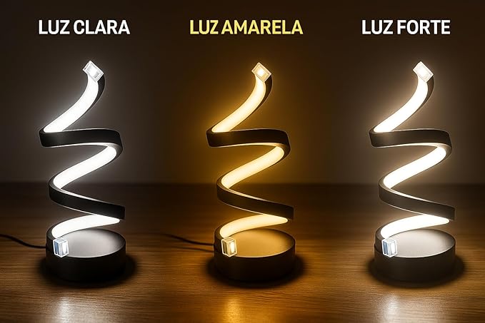 Abajur Espiral Luminária De Mesa Moderno LED Design Contemporâneo Luz Frio/Quente Bivolt