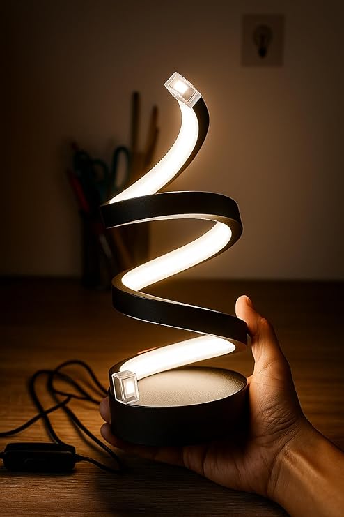 Abajur Espiral Luminária De Mesa Moderno LED Design Contemporâneo Luz Frio/Quente Bivolt