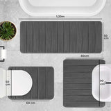 Decolab Tapete Extra Absorvente Banheiro Super Soft | Kit Tapete Banheiro Box ou Banheira Completo | Jogo Tapetes Para Banheiro Multiuso (Cinza-escuro, 3 Peças)