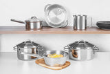 Jogo de Panelas Tramontina Solar em Aço Inox com Fundo Triplo e Tampas de Inox 6 Peças
