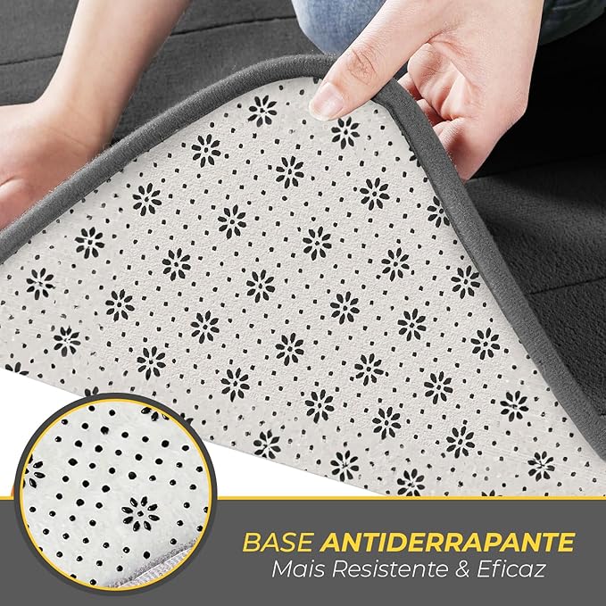 Decolab Tapete Extra Absorvente Banheiro Super Soft | Kit Tapete Banheiro Box ou Banheira Completo | Jogo Tapetes Para Banheiro Multiuso (Cinza-escuro, 3 Peças)