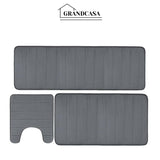 Decolab Tapete Extra Absorvente Banheiro Super Soft | Kit Tapete Banheiro Box ou Banheira Completo | Jogo Tapetes Para Banheiro Multiuso (Cinza-escuro, 3 Peças)