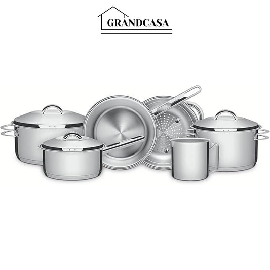 Jogo de Panelas Tramontina Solar em Aço Inox com Fundo Triplo e Tampas de Inox 6 Peças