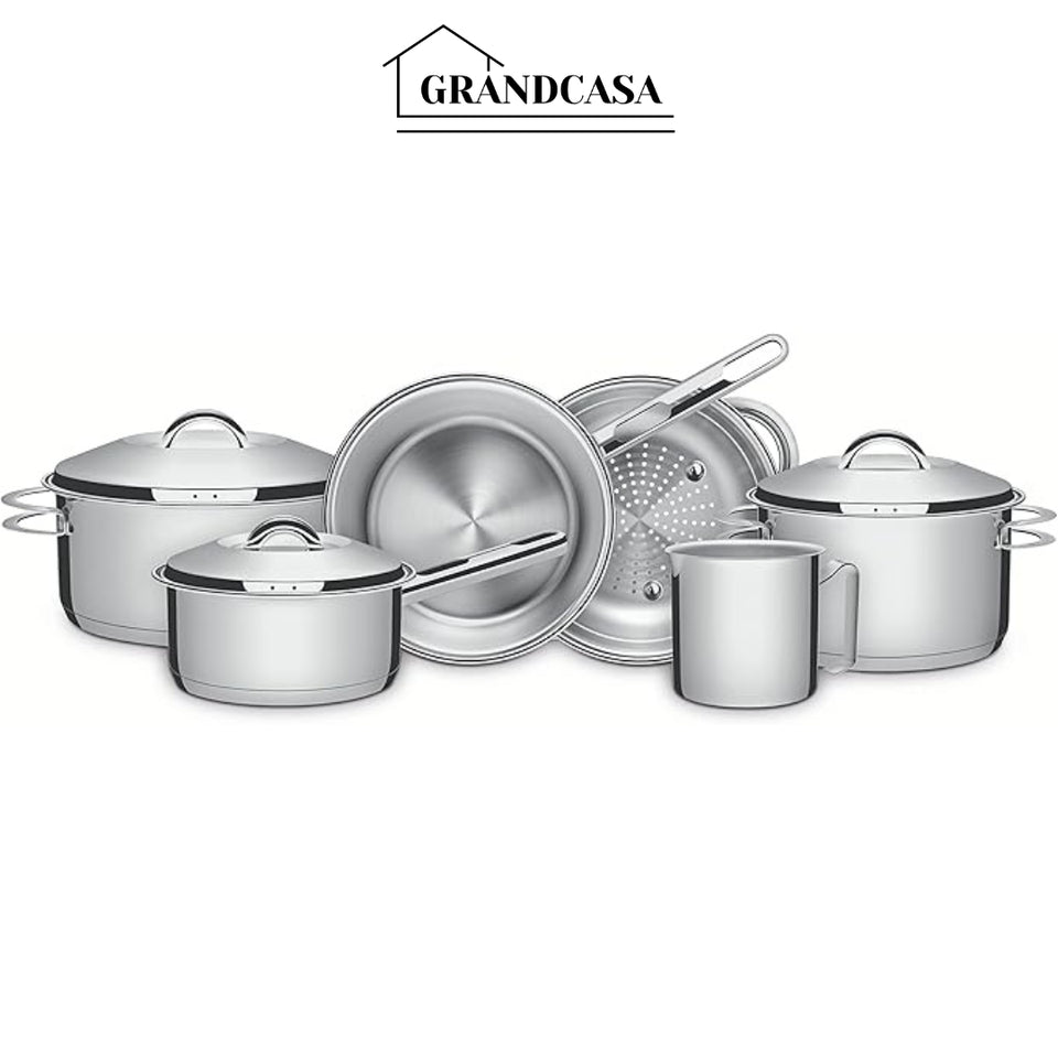 Jogo de Panelas Tramontina Solar em Aço Inox com Fundo Triplo e Tampas de Inox 6 Peças